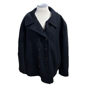 us 740n pea jacket schott 54 Black Navy Vintage Mens Wool Coat Black Military